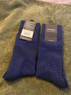 Bonobos Navy Blue Dress Socks with Micro Dot Pattern